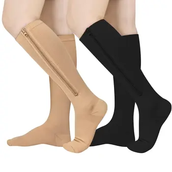MOJITO 1 Ζευγάρι Φερμουάρ Toe Τυλίξτε Κάλτσες Συμπίεσης Άνδρες Γυναίκες Νάυλον Ανακούφιση Κιρσών Θηλυκό Υψηλής Zip Κάλτσες Μέγεθος 45