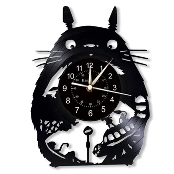 Χαριτωμένο Δίσκο Βινυλίου Ρολόι Τοίχων Ρολογιών Σπίτι Δημιουργική Διακόσμηση Γείτονας Totoro Μου Anime Χωρίς Φω'τα Των Οδηγήσεων Ρολόι