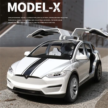 1:24 Tesla Model X SUV Αυτοκινήτων Κραμάτων Μοντέλο Diecast Μετάλλων Αυτοκινήτων Οχημάτων Μοντέλο Προσομοίωσης του Ήχου και του Φωτός Συλλογή των Παιδιών για το Δώρο Παιχνιδιών