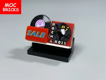 10pcs MOC Τούβλα Τυπωμένο Κεραμίδια 2x2 1x2 Πώληση Μουσική Ροκ Τραγουδιστής Εγγραφή Δίσκων Συναρμολογούνται δομικά στοιχεία Αξεσουάρ παιδικά Παιχνίδια Δώρα
