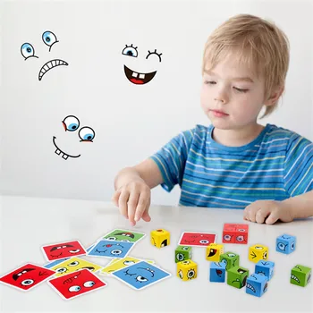 Cube Πρόσωπο Που Αλλάζει Δομικά Στοιχεία Του Σκάφους Παιχνίδι Παζλ Κινουμένων Σχεδίων Montessori Παιχνίδια, Ξύλινο Παιχνίδι Επίπεδο Σκέψης Πρόκληση Για Τα Παιχνίδια Παιδιών