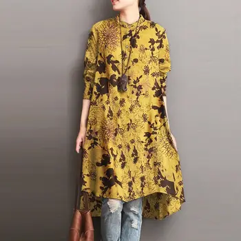 Το 2023 ZANZEA Γυναίκες Βοημίας Floral Τυπωμένο Μπλούζα Vintage Φθινόπωρο Μακρύ Μανίκι Χαλαρά Μακρύ Πουκάμισο Blusas Ρετρό Χιτώνας Κορυφές Chemise