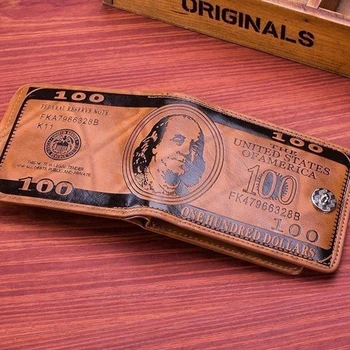 Ανδρικά Πορτοφόλια Με 100 Δολάριο ΗΠΑ Πορτοφολιών Σχεδίων Αρσενικό Δερμάτινο Πορτοφόλι με Φωτογραφία του Κατόχου της Κάρτας Μόδας Μεγάλο Πορτοφόλι Ικανότητα