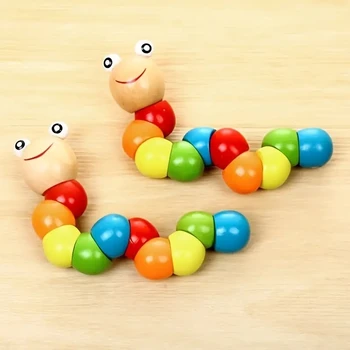1pc Ξύλινα Παιχνίδια Μωρό Αξιολάτρευτο Hungry Caterpillar Μαριονέτα Παιχνίδι με το Φωτεινό Χρώμα και Ποικιλία Μοντέλων Καλό για την προσχολική Εκπαίδευση