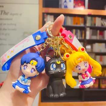 Anime Sailor Moon Keychain Usagi Tsukino Rei Hino Φιγούρα Κρεμαστών Κοσμημάτων Luna Άρτεμις Sailor Mars Βασική Αλυσίδα Μοντέλο Συλλογής Παιχνίδια