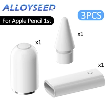 Μαγνητική Αντικατάσταση Μολύβι Καπ+Πένας+Προσαρμογέα Φόρτισης για Apple Μολύβι 1η Γενιά,Stylus Αξεσουάρ & Ανταλλακτικά για Apple Μολύβι