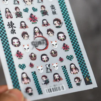 5D Demon Slayer Καρφί Τέχνης Διακοσμήσεις το Χαριτωμένο Χαριτωμένο Ιαπωνικά Anime Αυτοκόλλητη ετικέττα Καρφιών Φυλαχτά Για Παιδιά κορέας σε Ανάγλυφο Ετικέττες Decals