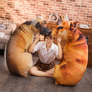 ΖΕΣΤΌ 2023 3D Ζωντανή Ζώο Χαριτωμένο Στροφή Σκυλί που Τυπώνεται Ρίχνει το Μαξιλάρι Αστείο Σκύλο Κεφάλι Cosplay Παιδιών Αγαπημένο Παιχνίδι Μαξιλαριών για το Σπίτι