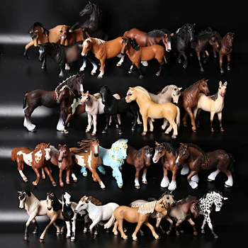 Ρεαλιστική Πλαστικό Άλογο Ειδώλια Άγριο Άλογο Σαουδικής Hanoverian Πίντο Φοράδα και Επιβήτορας Λεπτομερείς Μικροσκοπικό Άλογο Παιχνίδι Τούρτα Topper
