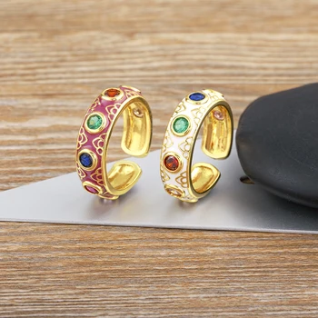 Nidin Ins Δημοφιλή Νέα Μποέμ Ουράνιο Τόξο Rhinestone Γεμάτο Δαχτυλίδια Για Τις Γυναίκες Της Μόδας Ανοίξτε Το Διευθετήσιμο Κοσμήματα Κόμμα Το Δώρο Επετείου