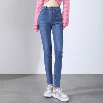 Το 2023 Νέα Γυναίκα Τζιν Μολύβι Παντελόνι Μόδας Τεντωμάτων Βαμβακιού Τζιν Υψηλή Παντελόνι Μέσης Γυναικών Υψηλή Μέση Τζιν
