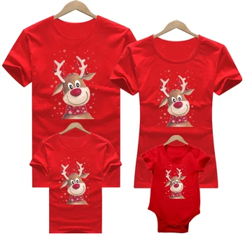 Το 2023 Οικογένεια Είδη Ένδυσης Σύνολο Χριστούγεννα Ρούχα Που Ταιριάζουν Μητέρα Κόρη Κοντό Μανίκι T-Πουκάμισα Κόκκινο Χριστούγεννα Santa Μητέρα Τα Παιδιά Κορυφές