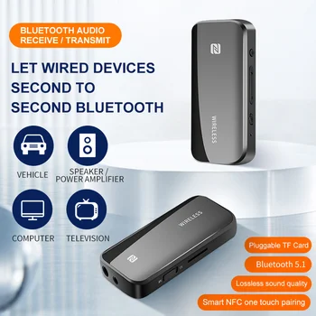 Ασύρματο Bluetooth 5.1 Δέκτης συσκευών αποστολής Σημάτων Dongle Προσαρμοστών NFC Κάρτα TF υποδοχή 3,5 mm Για το Αυτοκίνητο Μουσικής Ήχου Aux Stereo Ακουστικά HIFI
