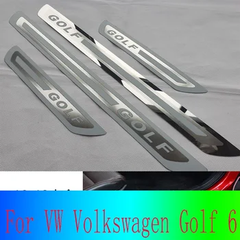 Για τη VW Volkswagen Golf 6 Πόρτα του Αυτοκινήτου Προστασία Πεντάλ Περβάζι Γρατζουνίζει τα Πιάτα Μαξιλάρια Προφυλακτήρα Καλούπια Χρώμιο Τελειώματα από Ανοξείδωτο Χάλυβα