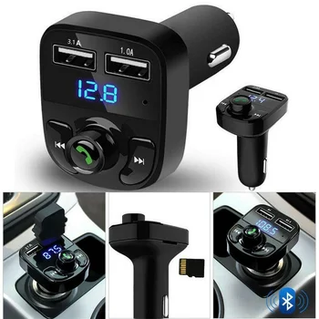 X8 Bluetooth Αυτοκινήτων-Compatible5.0 τη με ελεύθερα χέρια Κλήση Ήχου Εξαρτήσεων FM Διπλή συσκευή αποστολής Σημάτων Aux Διαμορφωτή MP3 Player Όχημα 3.1 A Φορτιστής USB
