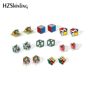 Το 2021 Νέο Χρώμα Cube Σκουλαρίκι Στηριγμάτων Αστείο Παιχνίδι Ακρυλική Ρητίνη Σκουλαρίκια Εποξική Χειροποίητα Κοσμήματα Δώρα Αγόρι