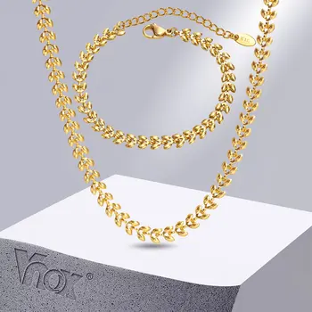 Vnox Chic Σιτάρι Αλυσίδα Σφικτό Κολιέ για τις Γυναίκες, το Χρυσό Χρώμα από Ανοξείδωτο Χάλυβα Δεσμούς Κολάρο στο Λαιμό Δώρο Κόσμημα