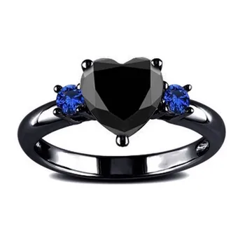 Μόδα Γυναίκα με Κοσμήματα Καρδιά Μαύρα Δαχτυλίδια Απλή Δέσμευση Αξεσουάρ Γάμου Κοπέλα την Ημέρα του αγίου Βαλεντίνου Δώρα