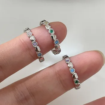 925 Εξαιρετικό Ασημένιο Μοναδικό Πολύχρωμο Δαχτυλίδι Πετρών Για Τις Γυναίκες Δάχτυλων Κοσμήματος Ρυθμιζόμενο Άνοιγμα Vintage Δαχτυλίδι Για Το Κόμμα Δώρο Γενεθλίων
