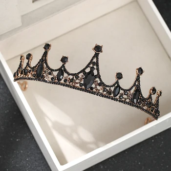 Μοντέρνα Εξαρτήματα Γαμήλιας Τρίχας Μαύρο Rhinestone Κρυστάλλου Το Στέμμα Της Βασίλισσας Του Χορού Διάδημα Τιάρα, Κοσμήματα, Στολίδια Για Τα Μαλλιά Νύφη