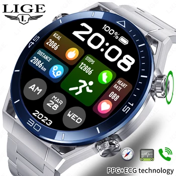 LIGE PPG+ECG Έξυπνο Ρολόι Άνθρωπος Υπαίθριος Αθλητισμός Fitness Bracelet Waterproof IP68 Μουσικής Bluetooth Heart Rate Tracke Για το Νέο Smartwatch