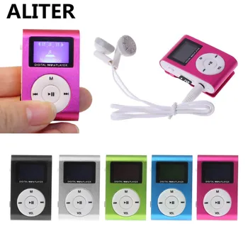 ALITER Μικρό MP3 Φορητή USB Μετάλλων Συνδετήρων LCD Οθόνη Αναπαραγωγής Μουσικής με το Ακουστικό