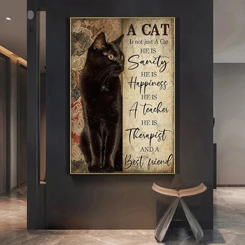 Ρετρό Μια Γάτα Δεν Είναι Μόνο Μια Γάτα Αφίσα Εκλεκτής Ποιότητας Μαύρη Γάτα Εκτυπώσεις Καμβά Ζωγραφικής Των Ζώων Φίλο Τέχνη Τοίχων Εικόνα Για Τη Σύγχρονη Εγχώρια Διακόσμηση