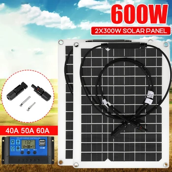 600W 300W Ηλιακό πλαίσιο 18V Ήλιο Δύναμη Ηλιακών Κυττάρων Τράπεζας Με Κάλυμμα Ηλιακός Ελεγκτής IP65 για το Τηλέφωνο Αυτοκινήτου RV, Βάρκα Φορτιστής