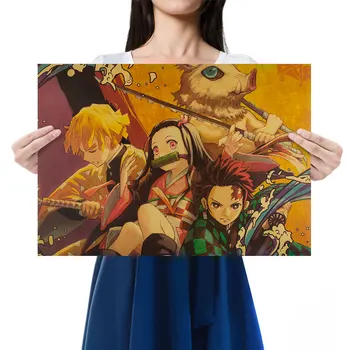 Pop Anime Ghost Demon Slayer Χαρακτήρα Nezuko Tanjirou Κλασικό Ρετρό Αφίσα Εγγράφου της Kraft για το Εγχώριο Ντεκόρ Τοίχων Ζωγραφικής Wtickers51*36CM