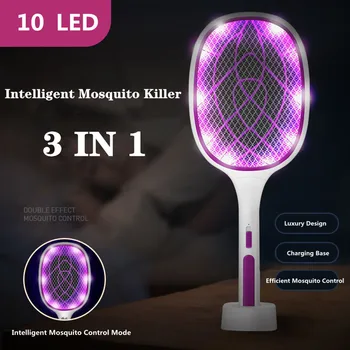 3 ΣΕ 1 Ηλεκτρικό Μύγες Swatter Δολοφόνος με το UV Φως Πεταξτε με Zapper Ρακέτα Επαναφορτιζόμενη Παγίδα Κουνουπιών Ρακέτα Αντι Εντόμων Bug Zapper