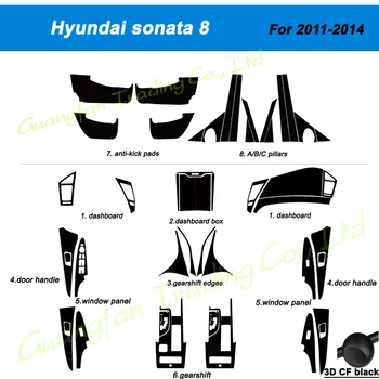 Για τη Hyundai Sonata 8 2011-2014 Αυτοκινήτων σε Στυλ 3D/5D Ινών Άνθρακα Εσωτερικό του Αυτοκινήτου κεντρική Κονσόλα Αλλαγή Χρώματος Σχηματοποίηση Αυτοκόλλητων ετικεττών Decals