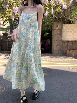 Φόρεμα Γυναικών Floral Μινιμαλιστικό All-αγώνα A-line Γλυκιά Άνετα Δημοφιλή Αναψυχής Αναπνεύσιμος κορέας Στυλ Καλοκαίρι Θηλυκό Κομψό