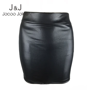 Jocoo Jolee Γυναικών Μόδας το Μεγάλου μεγέθους Υψηλή Μέση Pu leather Φούστες Bodycon Μίνι Faux Δερμάτινη Pencil Φούστα Γραφείο Κυρία Φούστες