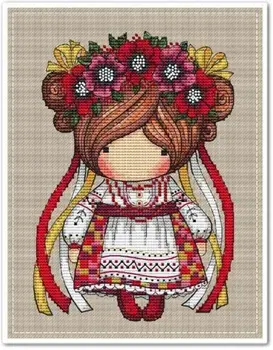 Magic Doll - ουκρανική Κορίτσι 23-28 Cross Stitch Kit Aida Μετράνε Unprint Καμβά Βελονιές Κεντήματα DIY Χειροποίητα Κεντήματα