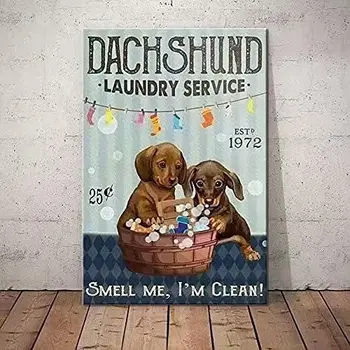EWERW Σκυλί Dachshund Κασσίτερου Μετάλλων Σημάδια Laundry Service Αστεία Αφίσα Cafe, Σαλόνι, Κουζίνα, Μπάνιο Σπίτι Πλυντήριο Τοίχων Τέχνης