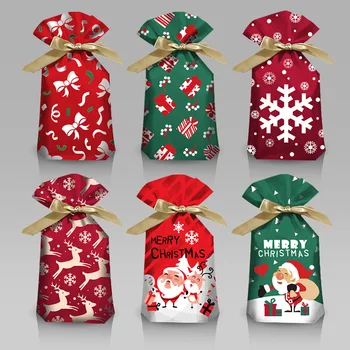 10pcs Τσάντες Δώρων Χριστουγέννων Santa Claus Νιφάδα χιονιού Καραμέλα Μπισκότων Συσκευάζοντας Τσάντα Πρόχειρων φαγητών Χριστούγεννα Νέο Έτος Κόμμα Διακόσμηση Προμήθειες Παιδιά Δώρο