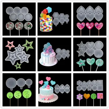Το νέο Διαμάντι Αγάπη Καρδιά & Αστέρι Σχήμα Σιλικόνης Φορμών Lollipop Κέικ Διακόσμηση 3D Σνακ Προμήθειες Φορμών Κέικ Bakeware
