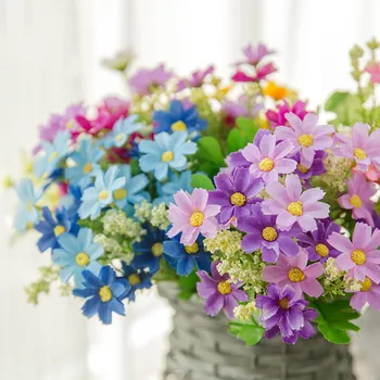 7 πιρούνια Τεχνητή Gerbera Daisy Λουλούδι Μπουκέτο για το Σπίτι Κήπος Διακόσμηση DIY Γαμήλιες Αψίδες Τοίχων Λουλουδιών Νυφική Ανθοδέσμη Flores