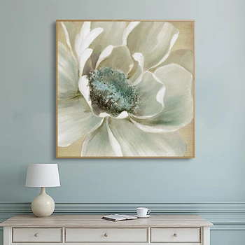 Αφηρημένη Μεγάλο Λευκό Λουλούδι Ζωγραφική Καμβά Σύγχρονη Εκτύπωση Αφίσας για το Καθιστικό Διάδρομο της Μόδας Τέχνη Τοίχων Εικόνα Φυτό Ταμπλό, Σαλόνι