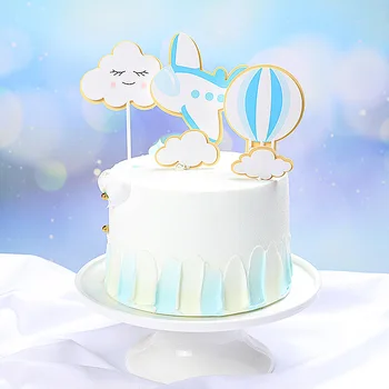 Cloud Διακόσμηση Κέικ Αεροπλάνο Toppers για Cupcakes Αγόρι ή το Κορίτσι σας Εξατομικευμένο Παιδιά Πάρτι Γενεθλίων Αερόστατο Ζεστού Αέρα Τούρτα Topper