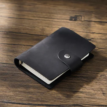Γνήσιο Δέρμα A8 Μέγεθος Δαχτυλίδι για το Σχεδιασμό Cowhide 5-τρύπα Δαχτυλίδια Mini Notebook με 15 MM ασημένια Δαχτυλίδια Ρετρό Διοργανωτής Ημερολόγιο Σημειωματάριο (notepad)