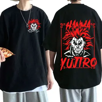 Κόκκινο Γαμάτο Anime Baki The Grappler T-shirts Yujiro Τζακ Hanma T-Shirt Άνδρες Γυναίκες Βαμβάκι Κοντό Μανίκι Πουκάμισο Γραμμάτων τ Streetwear Κορυφές