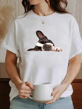 Γυναικών Κοντό Μανίκι Κυρία Θηλυκό Πουκάμισο Γραμμάτων τ Σκύλο Υπέροχο Καρτούν των Ζώων, τα Ρούχα της Μόδας Εκτύπωσης Καλοκαίρι Γραφικά T-shirt
