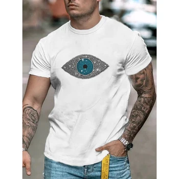 Μόδας υψηλής Ποιότητας ανδρικά Ρούχα Μεγάλου μεγέθους Τεε y2k Μάτι Rhinestone Σχεδιαστής Κοντό Μανίκι Κορυφές Moto χαλαρό t-shirt Νέα