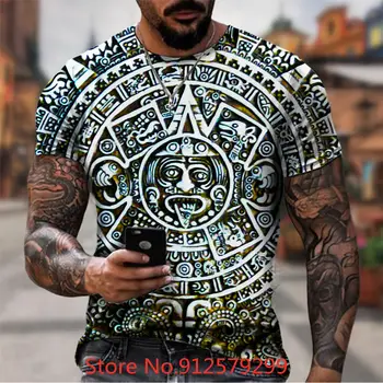 2022 Μεξικού των Αζτέκων 3D Τυπωμένο T Shirt Μόδας Ημερολόγιο των Αζτέκων 