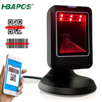 HBAPOS Αναγνώστης Γραμμωτών κωδίκων Πανκατευθυντική 1D 2D Desktop Barcode Scanner Αυτόματη Hands-Free Data Matrix QR Code Reader Οθόνη Σάρωσης