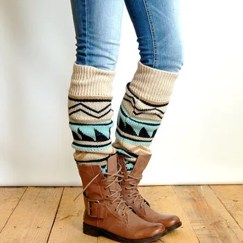 1Pc Γυναίκες το Χειμώνα Ζεστό Καιρό Εκκίνησης Κάλτσες Γονάτων Υψηλές Βοημία Πλεκτά Χειμώνας Μαγκάές Ποδιών Μπότες Γκέτες Ακρυλικό Μαλλί Κάλτσες