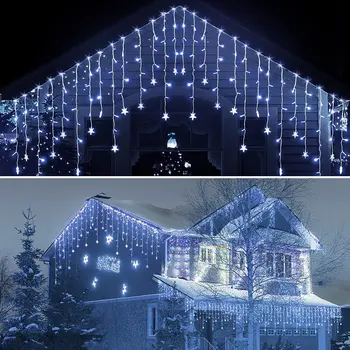 Παγοκρύσταλλος Φώτα των Χριστουγέννων Υπαίθρια 20m 864 LEDs Αστέρων Κουρτίνα Γιρλάντα Αδιάβροχο IP44 Νέο Έτος 2024 Διακόσμηση Γιρλαντών των Οδηγήσεων Ελαφριά
