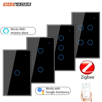 Zigbee Tuya Έξυπνη Ζωή ΜΑΣ Αγγίξει τον Τοίχο Διακόπτη Γυαλιού Ορθογωνίων Πίνακας 2/3 Τρόπο Ασύρματο Remote App Ελέγχου από Alexa Google το Σπίτι