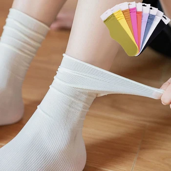 3Pairs Σύνολο Γυναίκες Ζωηρόχρωμο Χαλαρά Κάλτσες Πλέξιμο Πλευρών Λεπτό Άνοιξη Καλοκαίρι Θηλυκό Κάλτσες Harajuku Streetwear Αναπνεύσιμη Υψηλή Κάλτσα